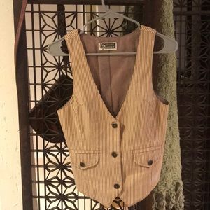 Khaki and White Pinstripe Vest